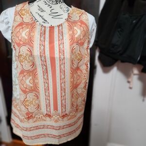 Cynthia Rowley Coral and Cream Patterned Blouse